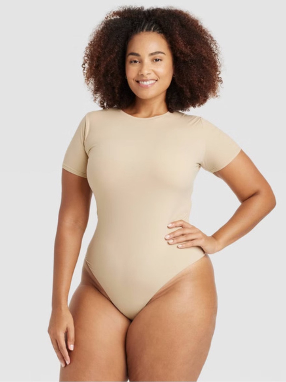 Auden Women's Luxury Collection 4-Way
Stretch Short Sleeve Bodysuit, XXL - Taupe